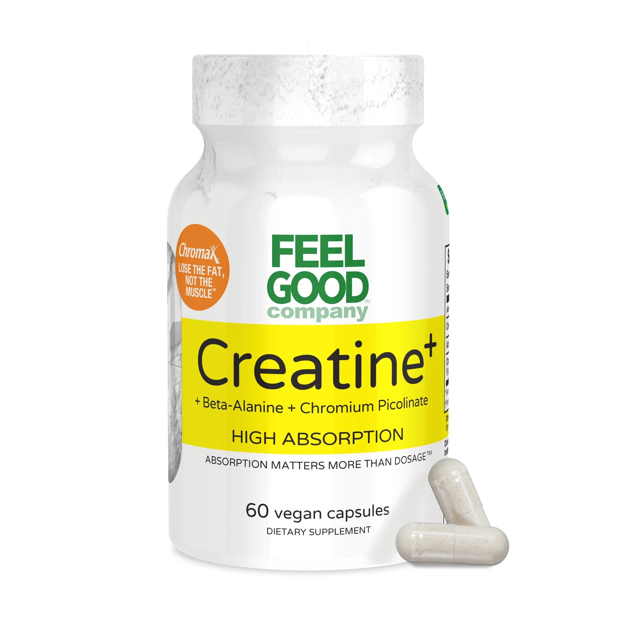 Creatine + Beta-Alanine + Chromium Picolinate (60 Vegan Capsules) FEELGOOD Company™