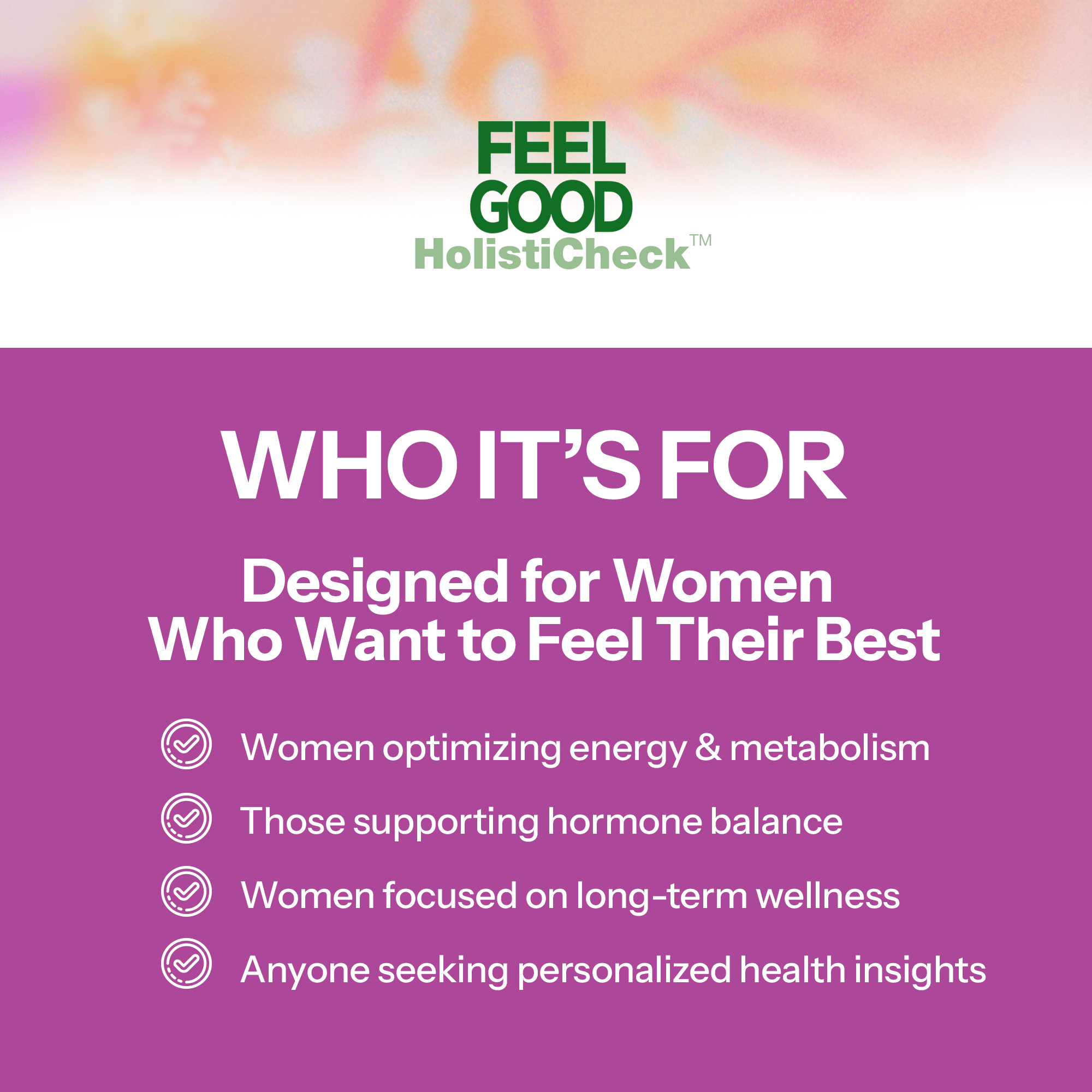 Women's HOLISTICHECK™ TEST FeelGood Company™