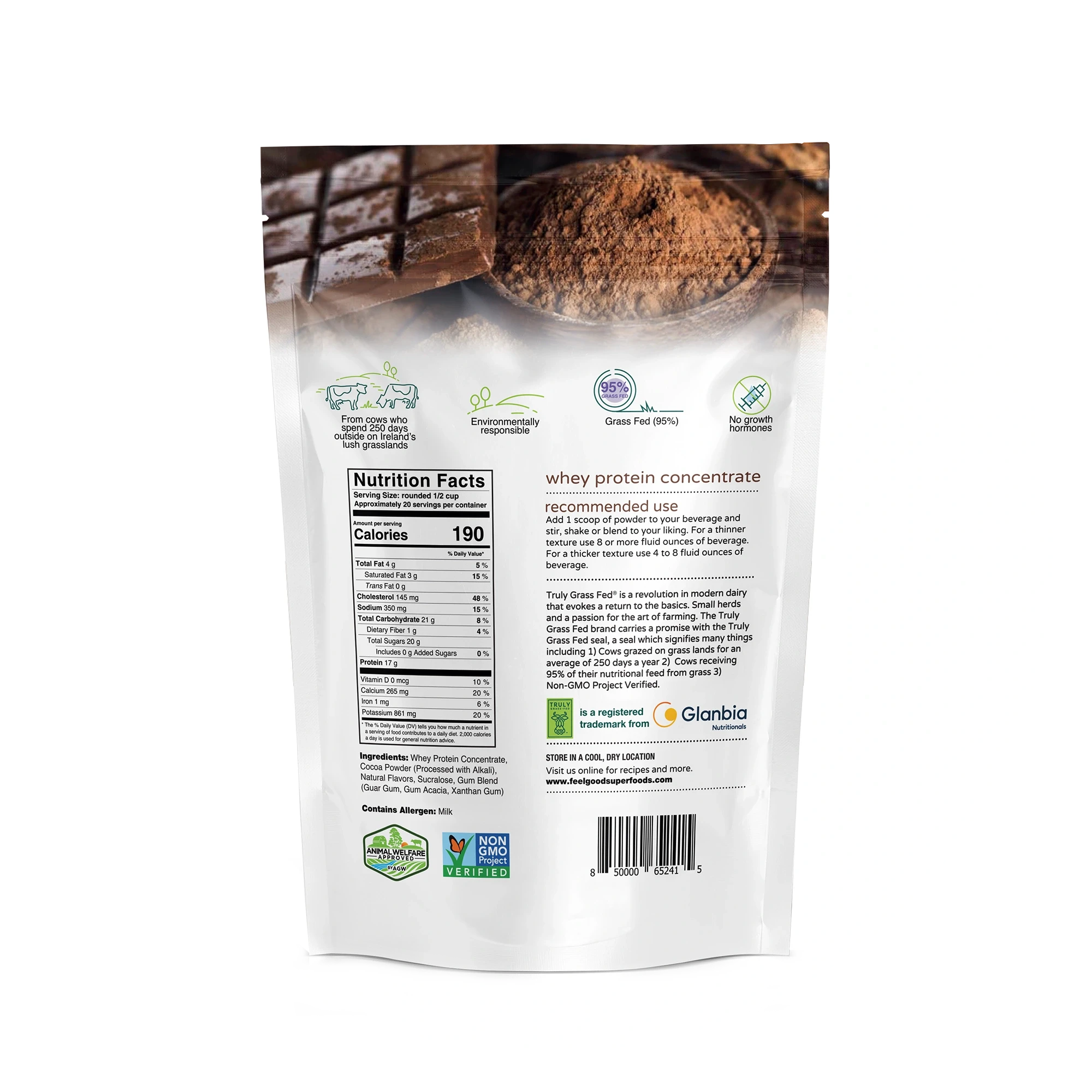Whey Protein Concentrate - Chocolate (2 lbs) Protein FeelGood Superfoods®