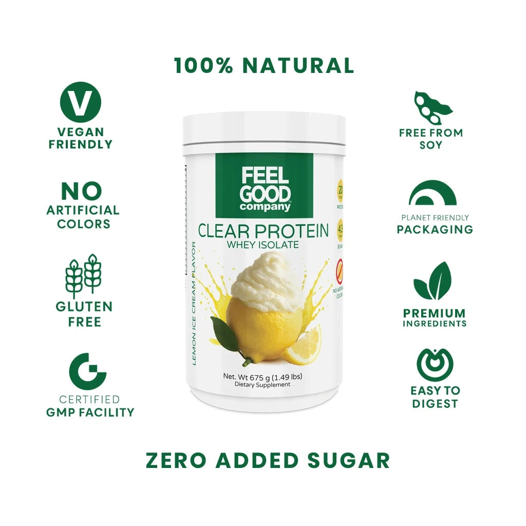 Clear Whey Protein Isolate - Lemon Ice Cream (1.49 lbs) FEELGOOD Company™