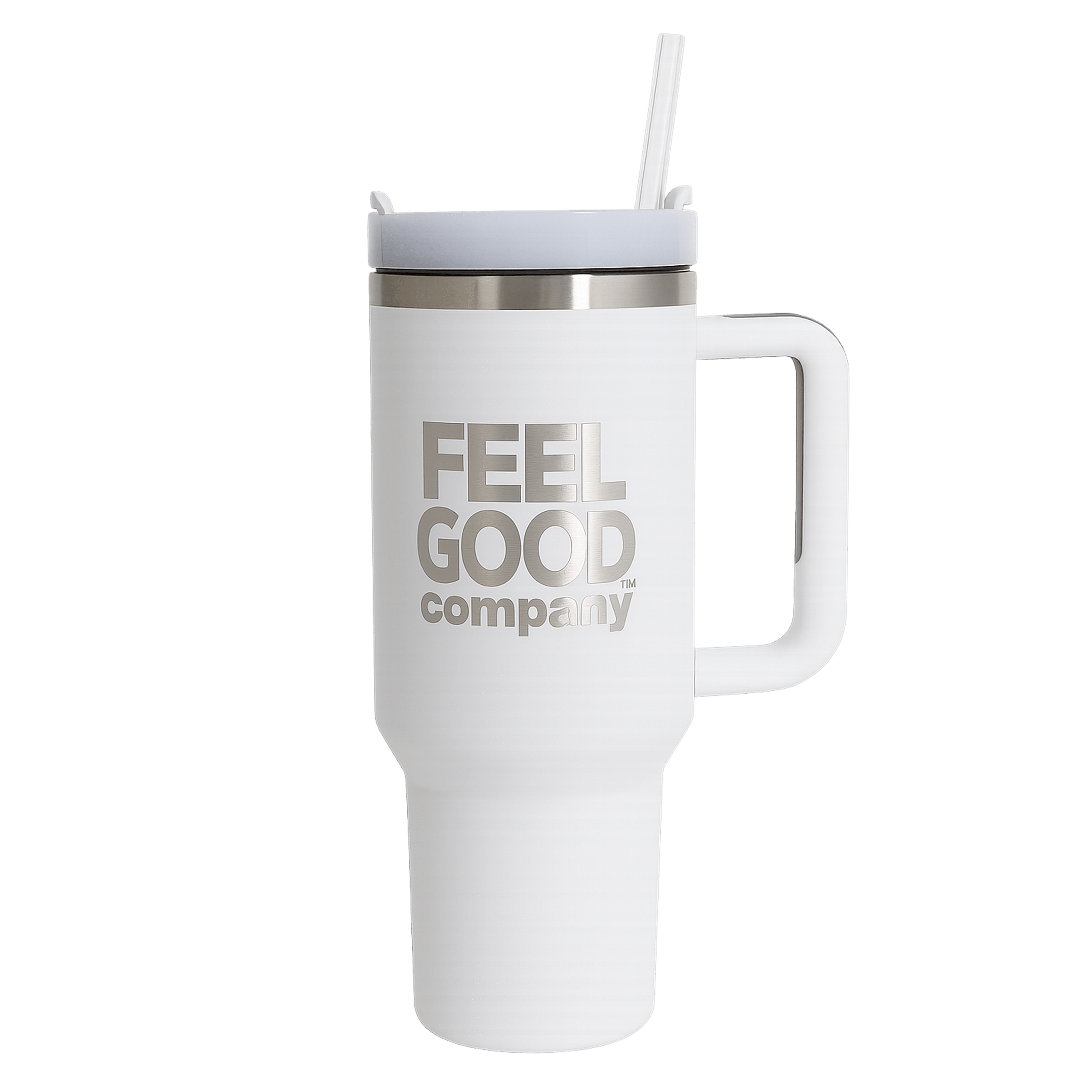 FeelGood Company White Stainless Steel Travel Mug with Straw FeelGood Company™